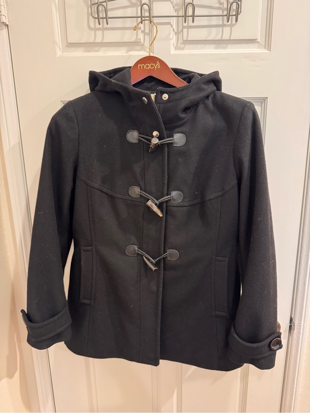 MICHAEL Michael Kors Black Hooded Toggle Pea Coat